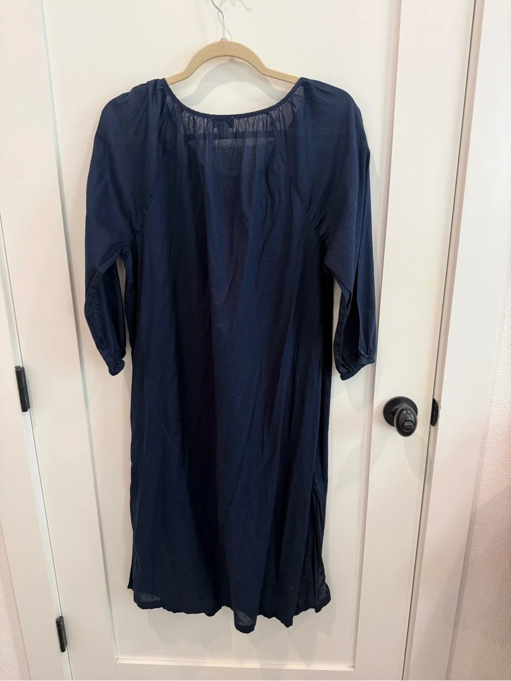 J. Crew Navy Maxi Dress with Red Embroidered Tassel Detail